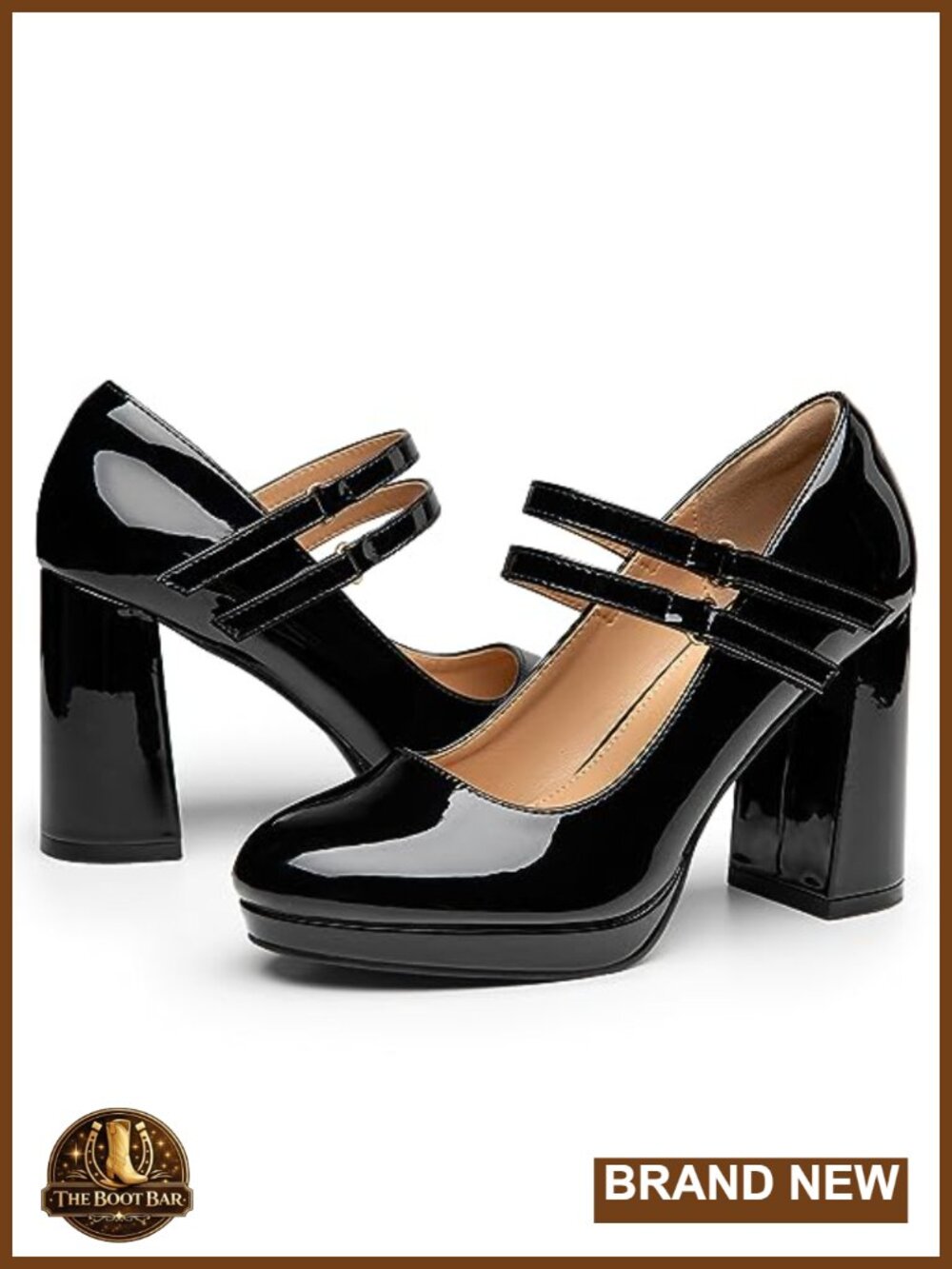 Mary Jane Heels Platform Chunky Block High Heels Comfortable Pumps Round Toe